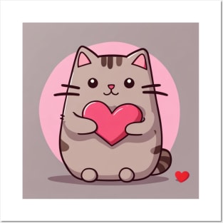 Cute kitten Valentine pu-sheen Posters and Art